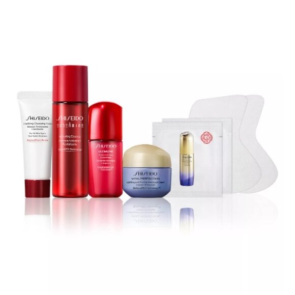 SHISEIDO Skincare Set-Red Dot Pouch,Firm Cream,Ultimune Serum & Eye Mask-7pc-NEW - Picture 10 of 14